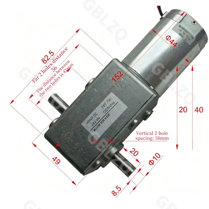 GW600 single-axis/double-axis motor, worm gear reduction motor, DC reduction motor, controllable forward/reverse rotation