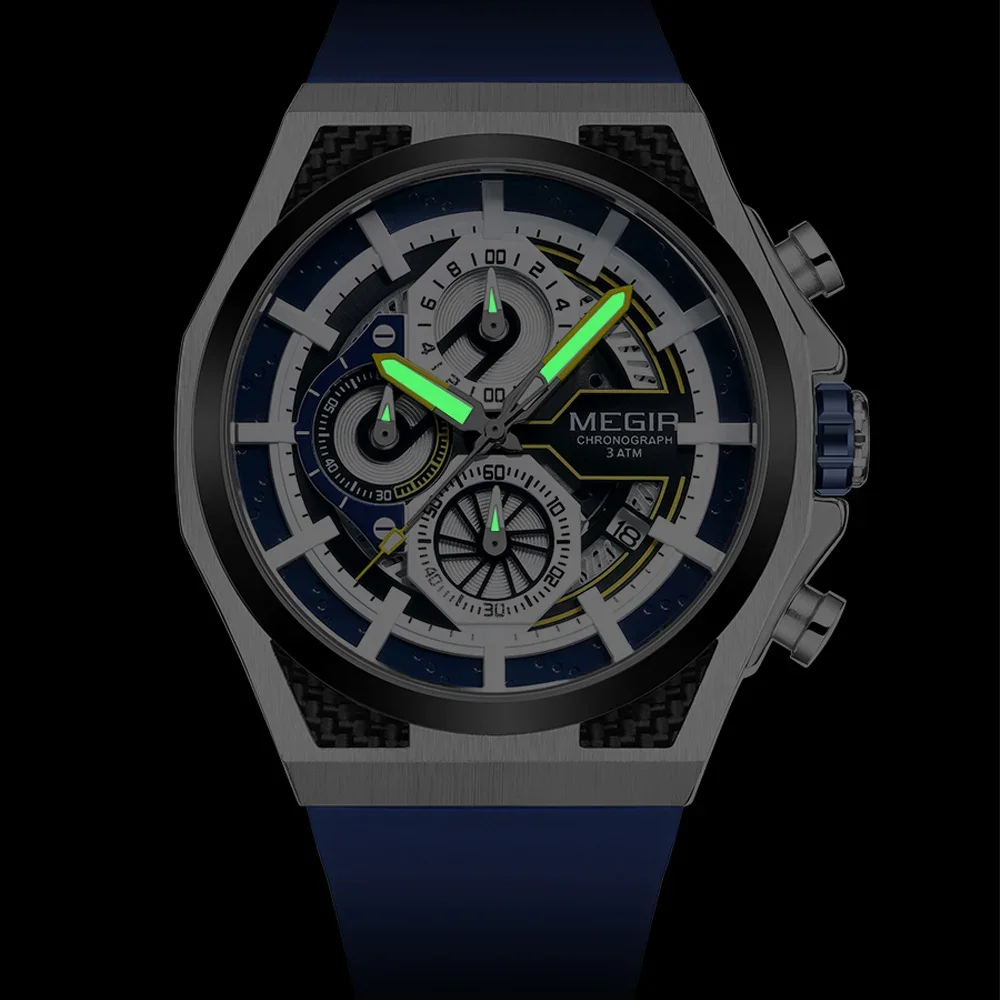 MEGIR Fashion Quartz Watches for Men Auto Date Display Chronograph Men's Watch Waterproof Reloj Luminous Wristwatch