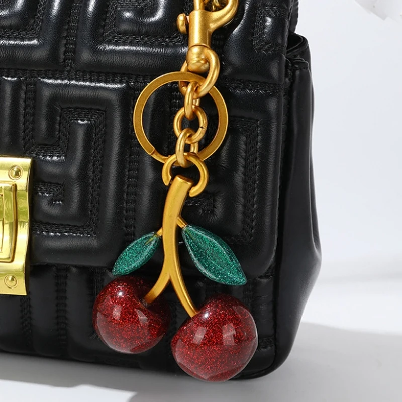 Fashion Delicious Red Cherry Keychain Summer Fruits Cherries Pendant Keyring For Women Men Jewelry Bag Accessories Gift 2025 New