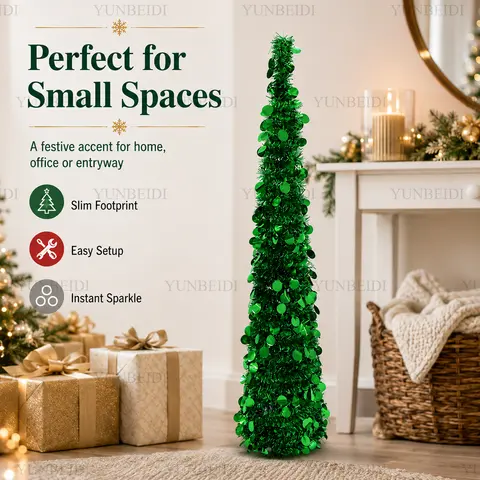 All-in-one Artificial Christmas Tree PET Material 150CM High-end Foldable Christmas Tree Home Christmas Atmosphere Decoration