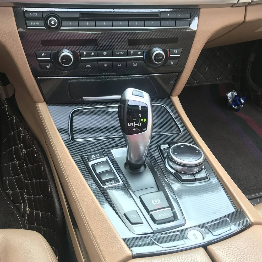 Carbon Fiber Interior Trim Sticker For BMW 7 Series F01 F02 F03 F04 2009+Central Console Gear Shift Panel Door Handle Cover Trim