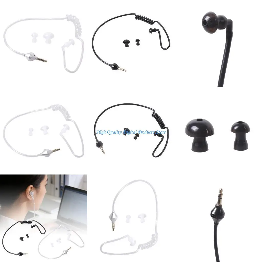 

U2JE Short 38-50cm Cable 3.5mm Air Spirals Tube Earbuds Headphones for Home Car Office