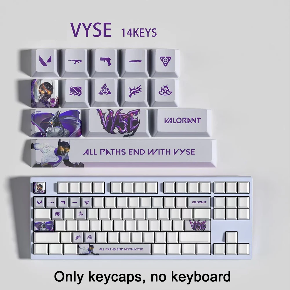 Valorant VYSE Keycap 14/29 Keys Set PBT OEM ASA Profile Custom Esports Gaming Keycaps for Mechanical Keyboard Gamer Accessories