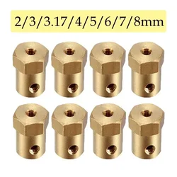 10pcs/lot 2mm 3mm 3.17mm 4mm 5mm 6mm 7mm 8mm Brass Hexagon Coupling Shaft Motor Flexible Coupling Trolley Tire Connector