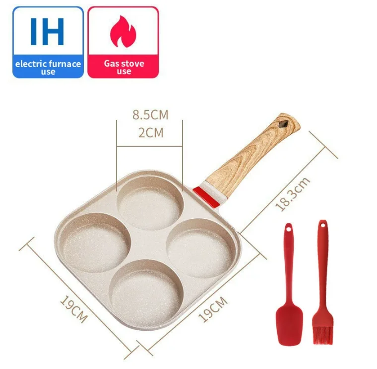 وعاء فطيرة من الألومنيوم غير لاصق مكون من 4 أكواب، غطاء قلاب اختياري، وملعقة وفرشاة للعجة/الإفطار (سهل التنظيف، صحي)
