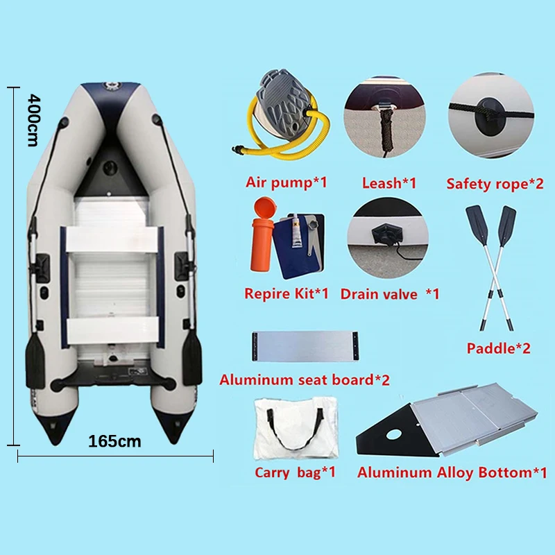 Barco de assalto inflável, PVC, Alumínio, Piso Travessão, Velocidade Kayak, High Thread, Força Canoa Dinhy, 7 Pessoa, 13ft