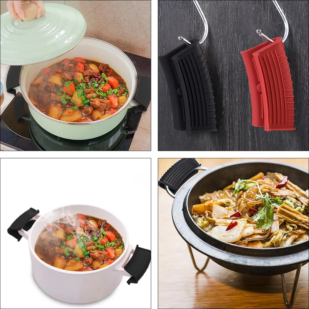 

3 Pcs Pot Handle Cover Anti-scalding Anti-slip Holder Pan Holders Heat Insulation Silica Gel Silicone Covers Skillet