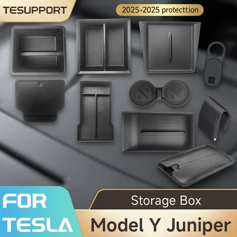 Storage Console Box Storage Box for Tesla Model Y Juniper Accessories Center Console Trays for Tesla Model Y Juniper 2025-2026 Webcam Cover