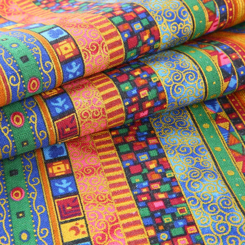 145x50cm Boho Style Cotton And Linen Printed Fabric For Tablecloths, Curtains, Handmade DIY Sewing Fabrics TJ21950