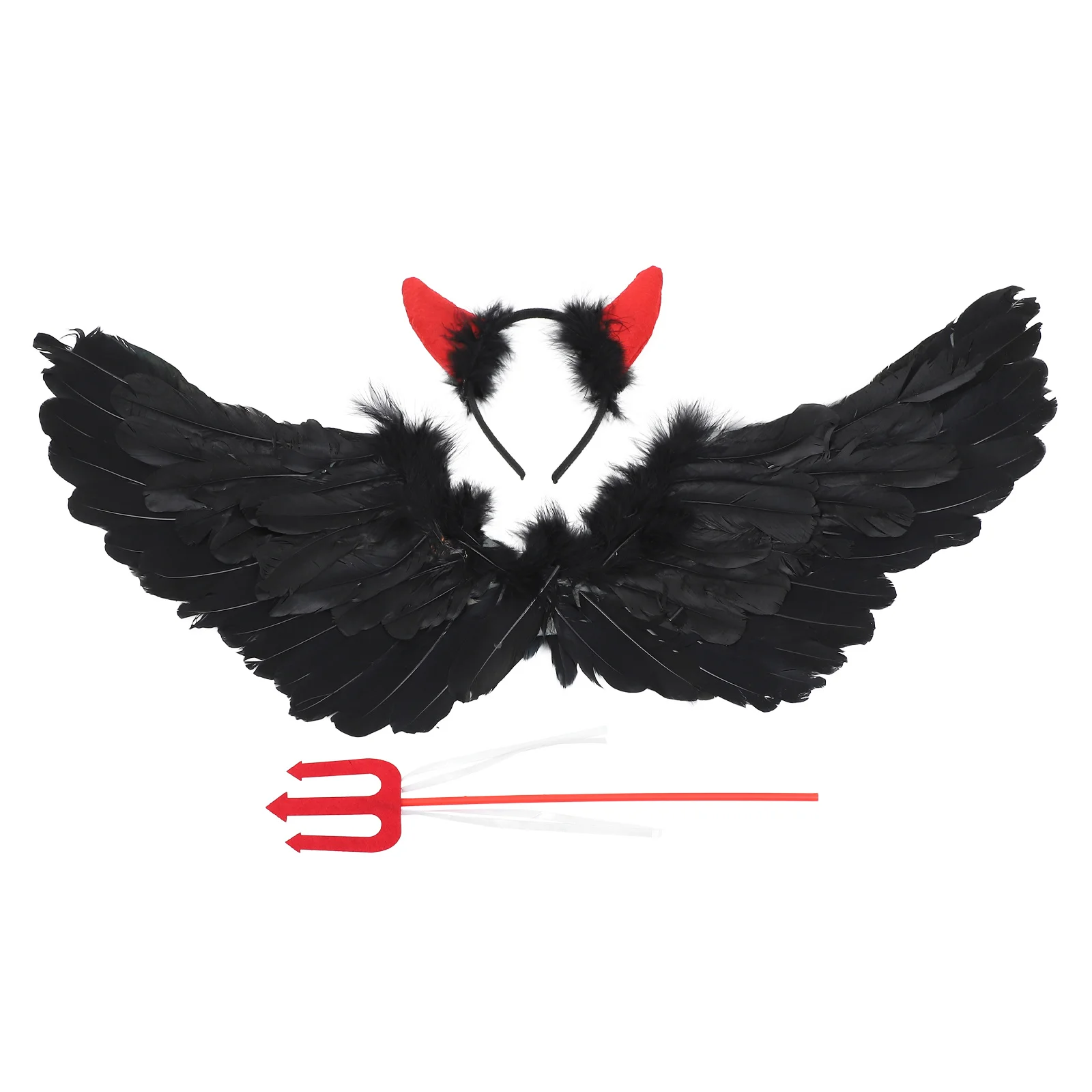 1Set Stylish Devil Costume Kids Halloween Cosplay Suit Stage Clothes Foldable Wings Party Outfit Devil Costume