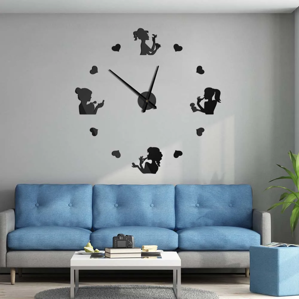 Nail Salon DIY Big Wall Clock For Beauty Salon Studio Nail Stylist Art Large Frameless Silent Quartz Clock Nail Technician Gift