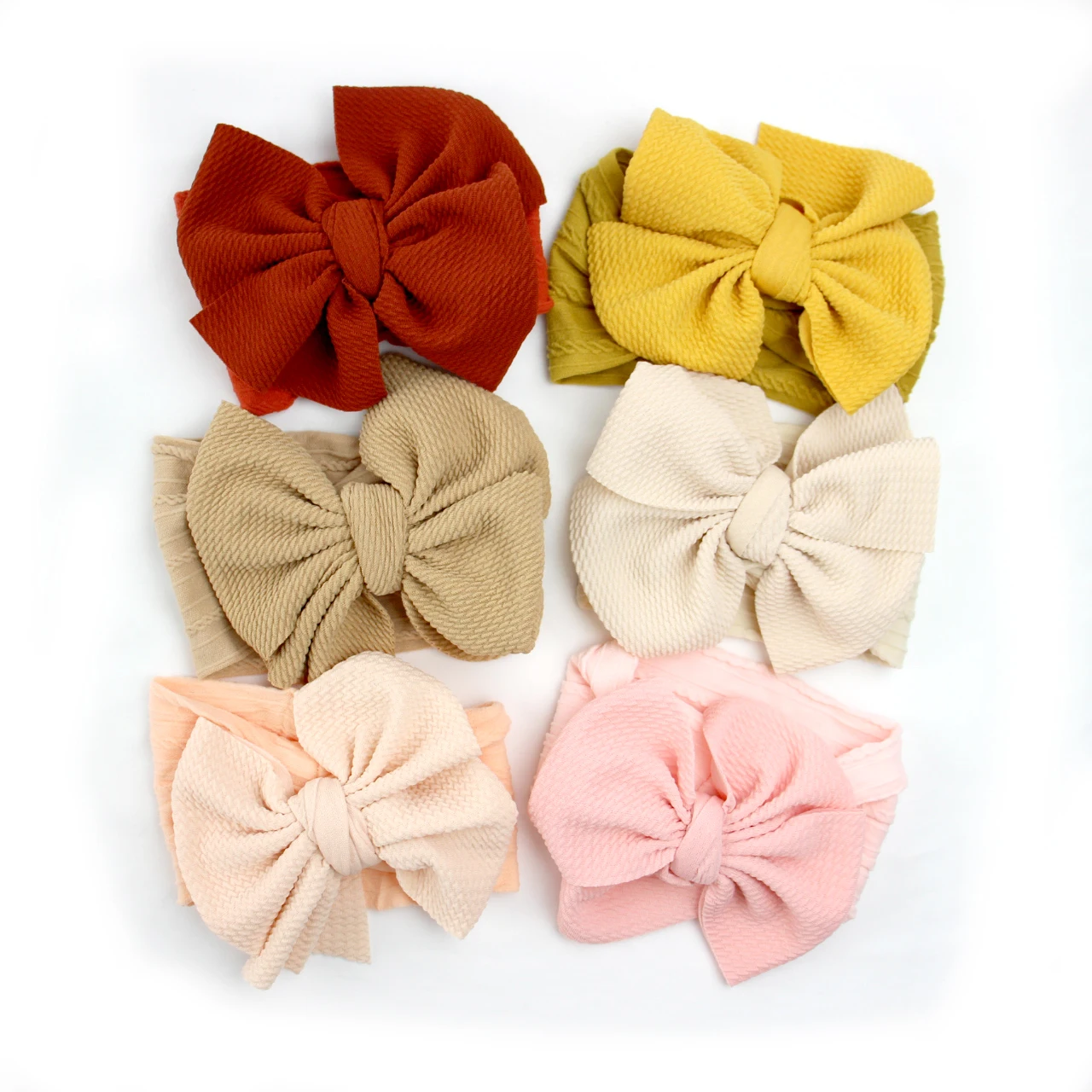 Breites Nylon-Baby-Stirnband, großer Haarschleife, Turban, Kinder-Haarschmuck, gepunkteter Stoff, Schleife, Kopfbedeckung, Haarbänder, solide Stirnbänder für Kleinkinder