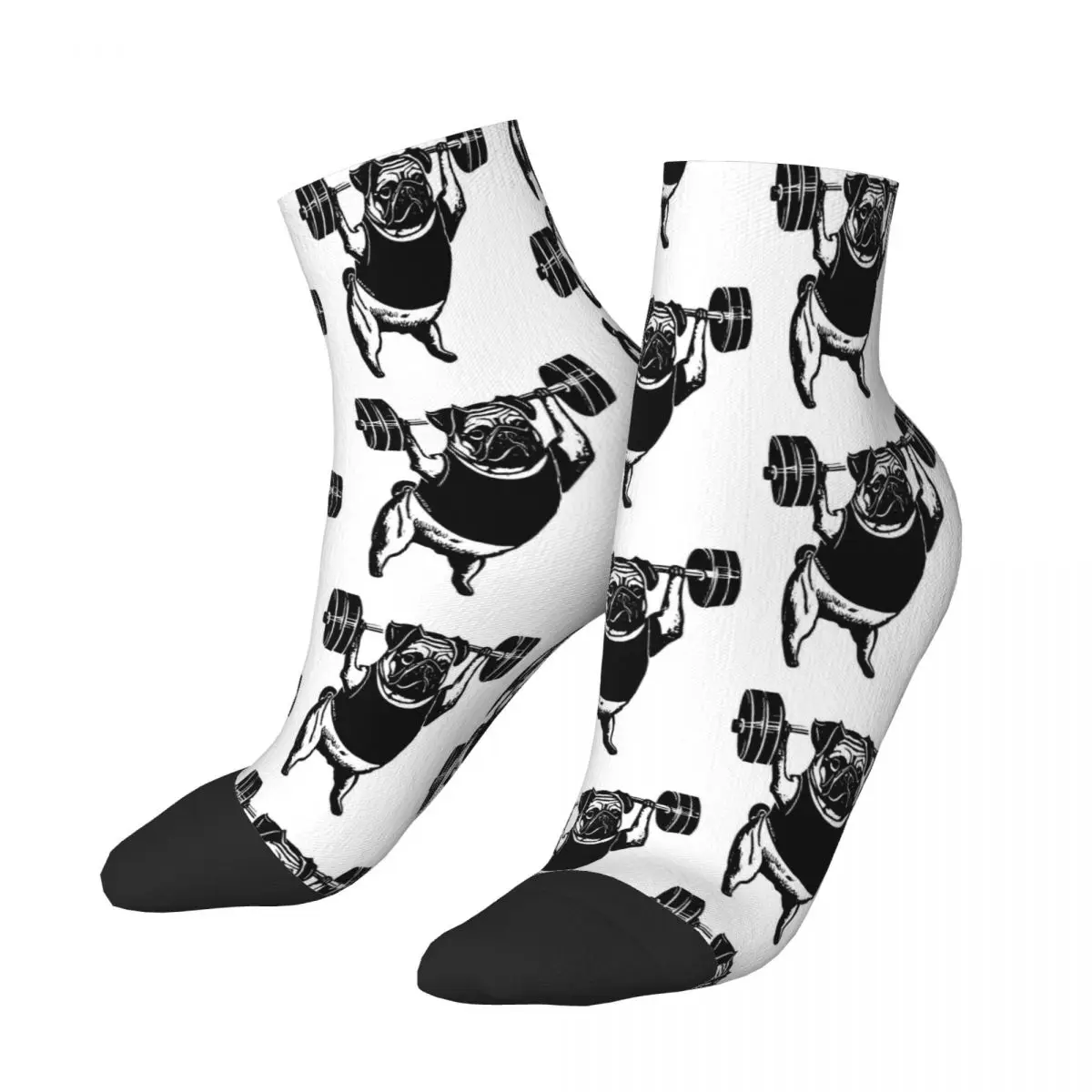 

Pug Black And White Pug Weightlifting Ankle Socks Male Mens Women Spring Stockings Printed