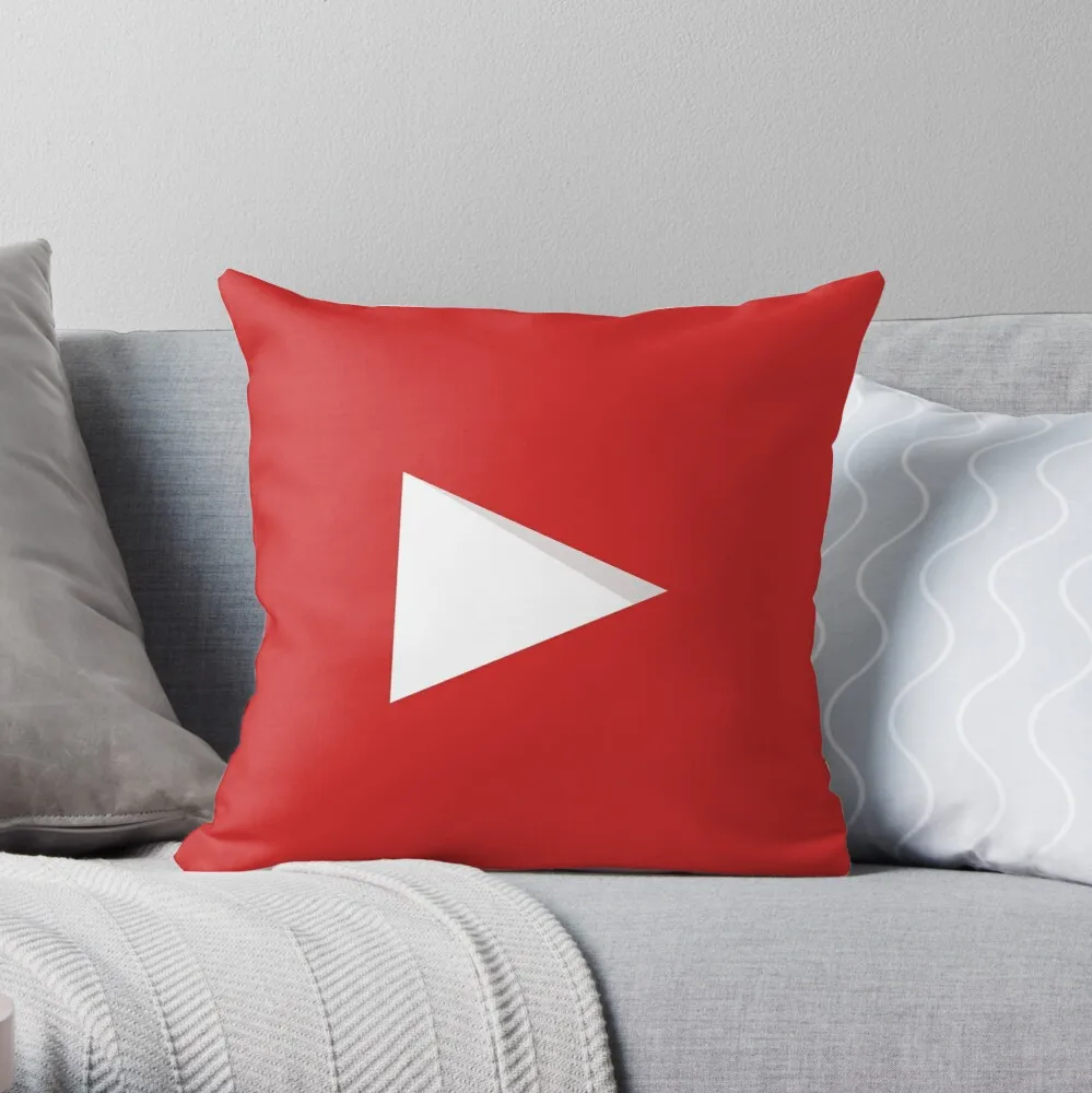 YouTube Play Button Logo Throw Pillow Cushions Cover