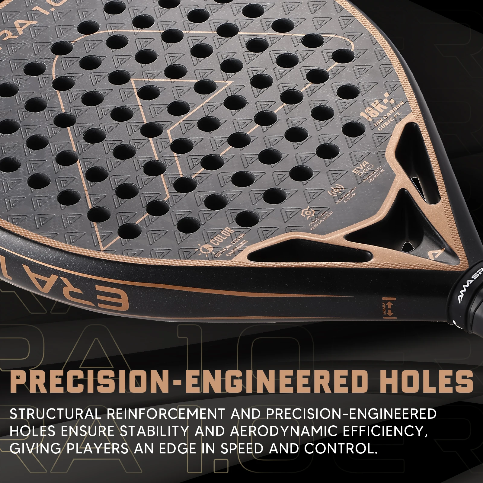AMASPORT 18K Padel Racket The Era Cubic Series Diamond Shape & Inteliigence Rebound Cork يوفر تجربة ضرب رائعة