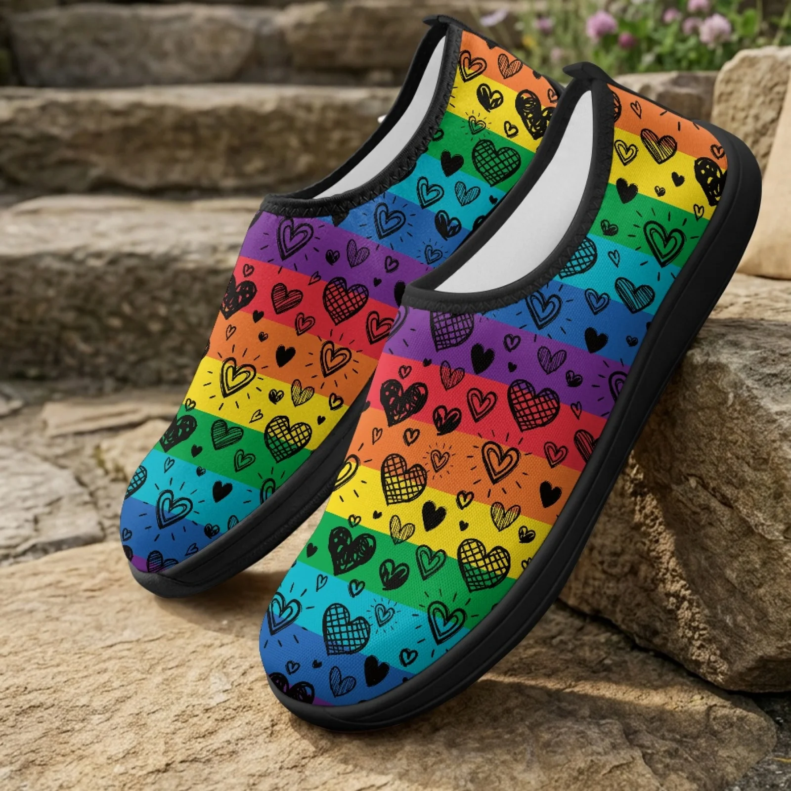 PENSTROLL Heart Pattern New Arrival Hiking Shoes Polyester & EVA Casual Sneakers Breathable Running Sneakers for Men