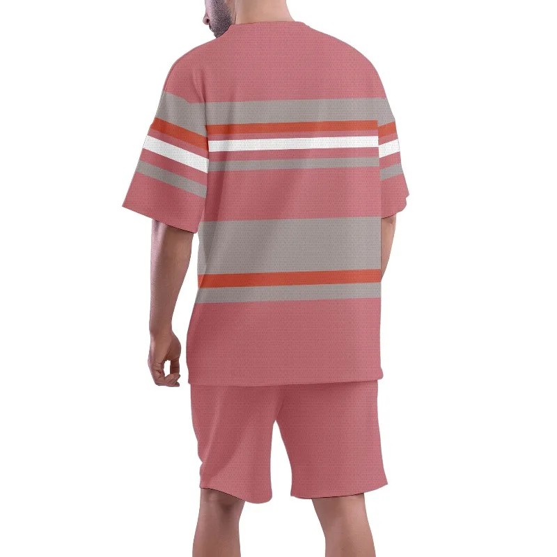 2025 Fashion Leisure Outdoor Sports Summer Men's 2-piece Latest 3D Digital Printed Short Sleeve Shorts Set