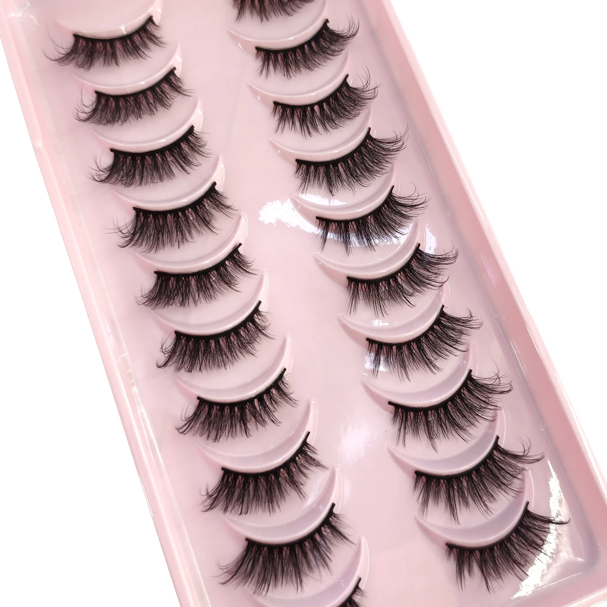 Faux-cils 3D demi-cils, 10 paires, aspect naturel, œil de chat, cils vaporeux en vison, bande moelleuse, par HBZGTLAD