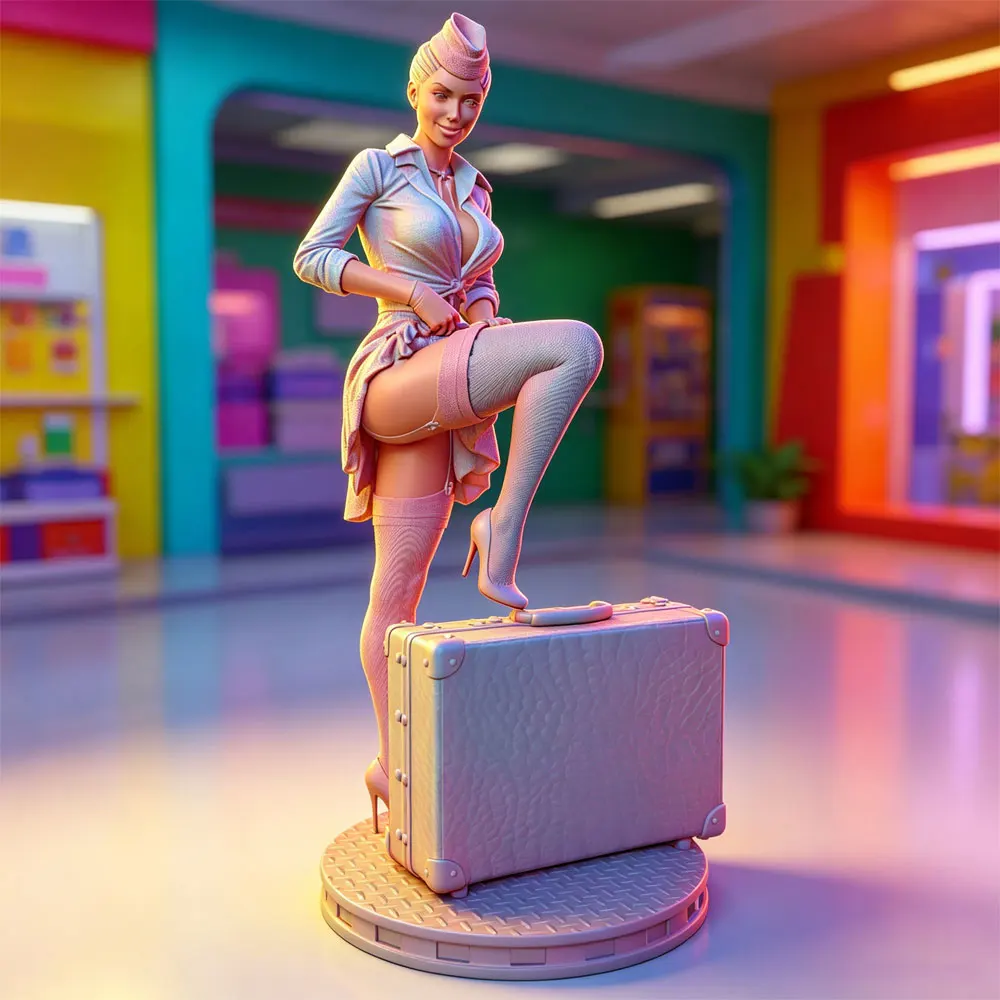 Figurine sexy 1/24 7.5cm, kit de modèle en résine attrayant pour figurine miniature GK, statue grise imprimée en 3D, modèle de poupée DIY non peint