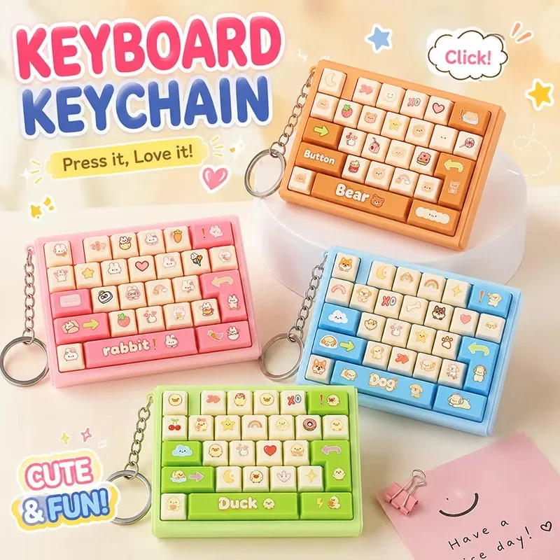 Mini 26-Grid Keyboard Button Finger Press Keychain, Creative Backpack Pendant, Stress-Relief Toy For Kids
