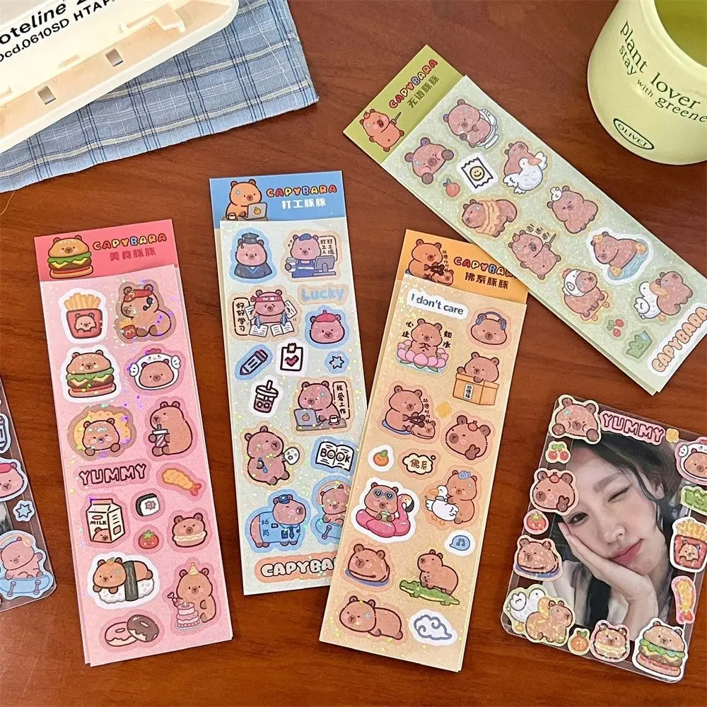 Fashion Capybara Laser Sticker Cartoon Creative Decorative Sealing Sticker Cute DIY Hand Ledger Decorative Stickers Diary