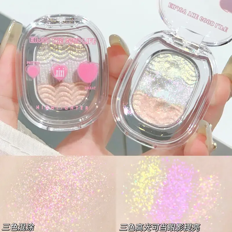 xixi Mashed Potato Highlight Gradient Eyeshadow Palette Burst Sparkle Silkworm Super Brightening Crystal Purple Pearl Chameleon