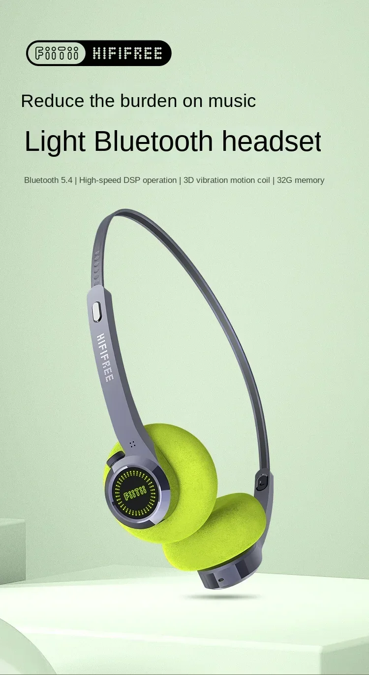 MIFO FIITII HiFiFree Over Ear bluetooth 5.4 Cuffie retrò Batteria a lunga durata Retro Bass Cuffie sportive aperte vivavoce