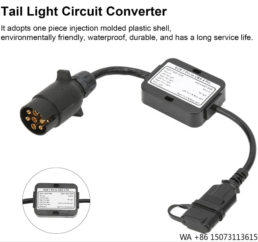 

7-контактный большой круглый в США 4-контактный плоский адаптер для прицепа, разъем для заднего фонаря, конвертер для каравана, лодки