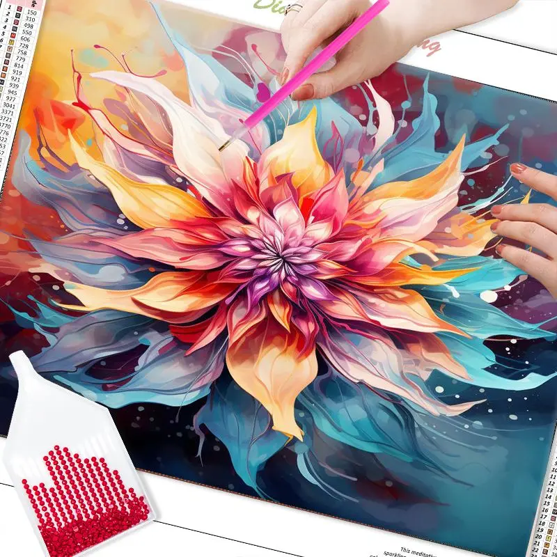 GATYZTORY 5D DIY Diamond Embroidery Colorful Flower Crafts Kit Diamond Painting Full Round Mosaic Gifts Decor For Home