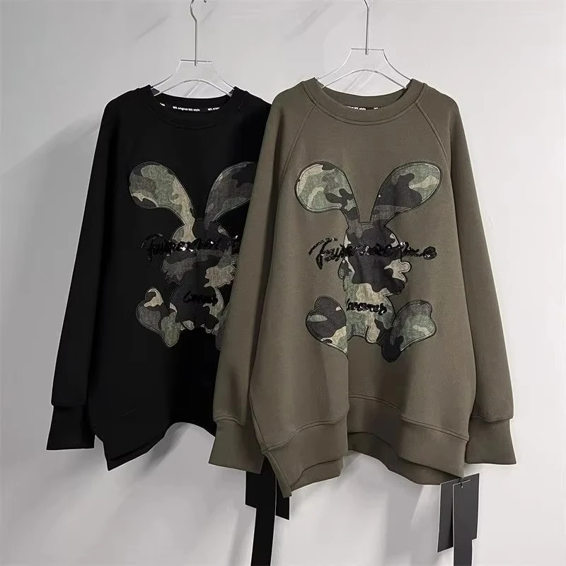 

Embroidery Letter Plus Size Women Sweatshirts Clothing Fashion All-match Lady Sweatshirts Autumn Winter New Long Sleeve Tops