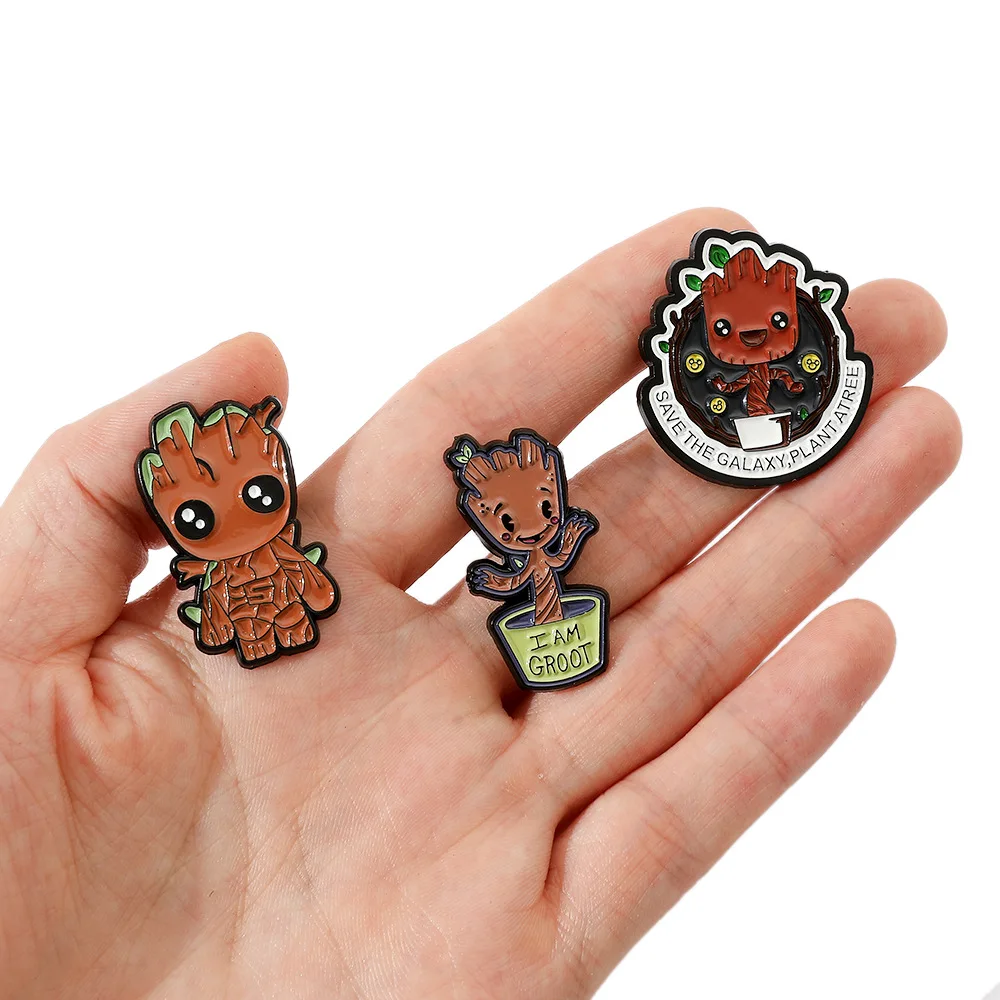 SET Adventure Movie Guardians of The Galaxy Enamel Pins Groot Metal Brooch Badge Jewellery Backpack Accessory Gifts