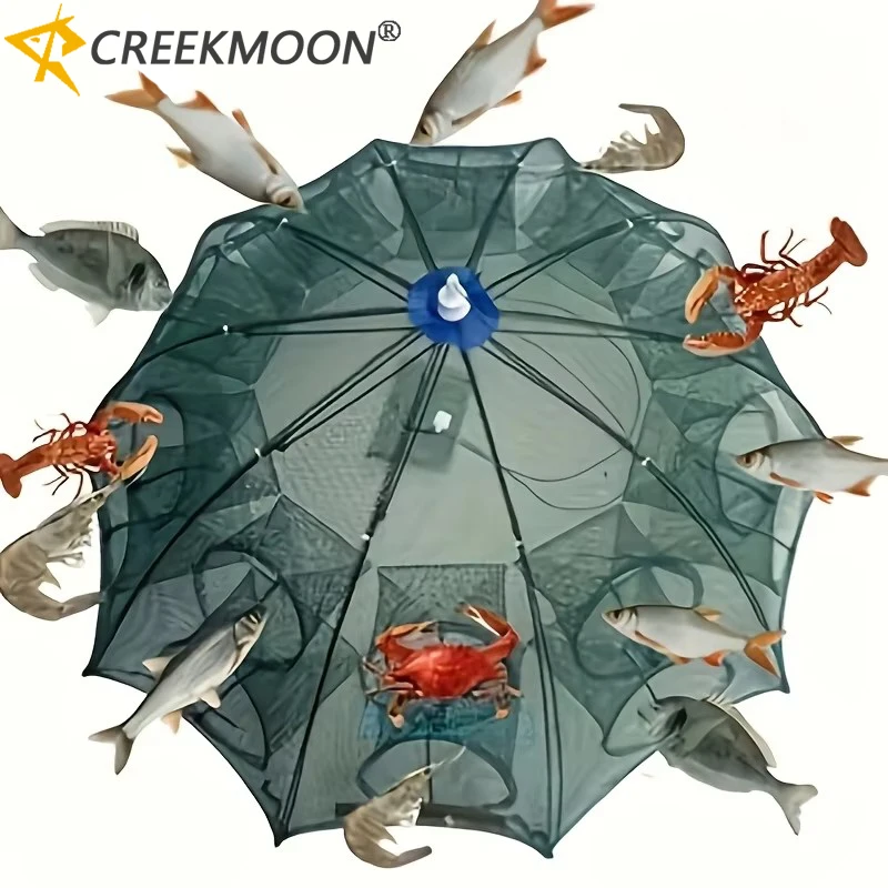 

Folded Portable 6/8/16/20 Hole Automatic Fishing Shrimp Trap Fishing Net Fish Shrimp Minnow Crab Baits Cast Mesh Trap Nets Tool