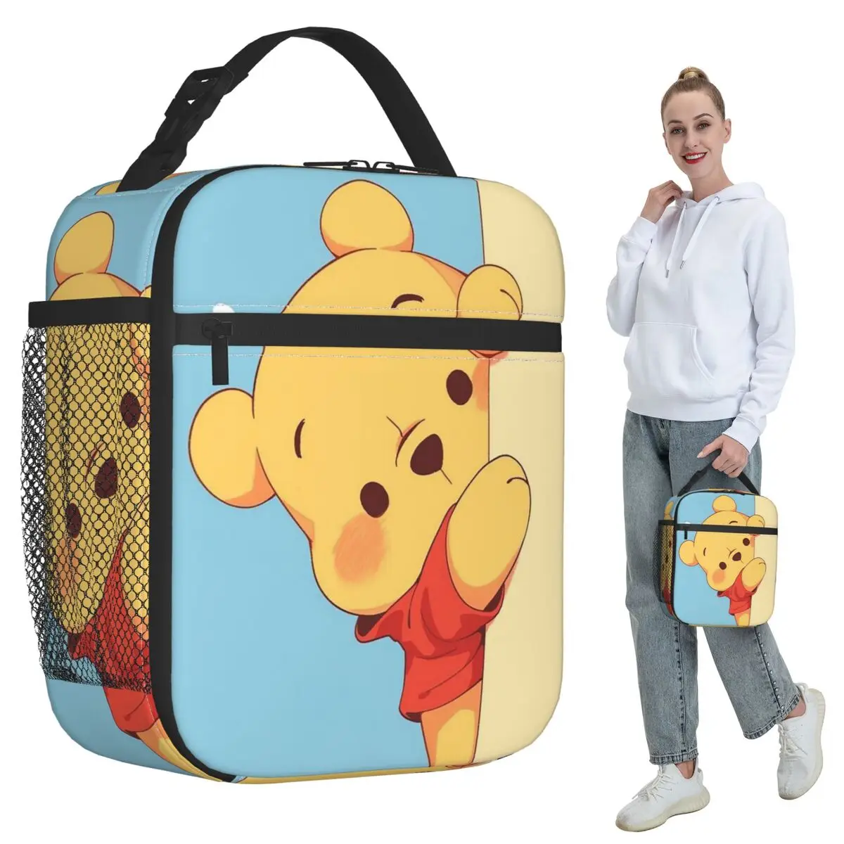

Изолированная сумка для обеда с рисунком Винни-Пуха для женщин, офисный холодильник, термосумка для еды, портативная коробка для завтрака, контейнер