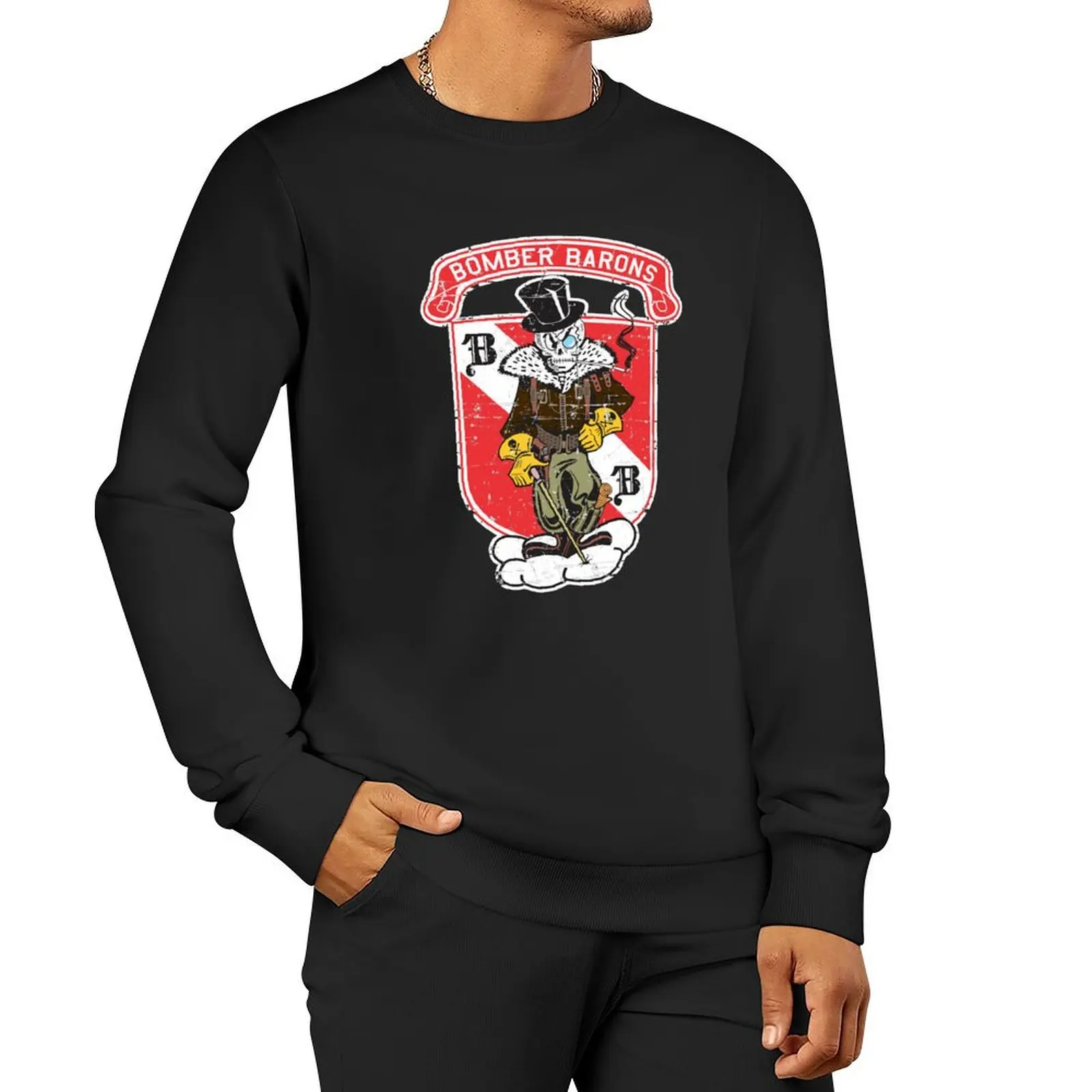 

23rd Expeditionary Bomb Squadron - Bomber Barons - Grunge Style Pullover Hoodie autumn autumn clothes winter man sweatshirt