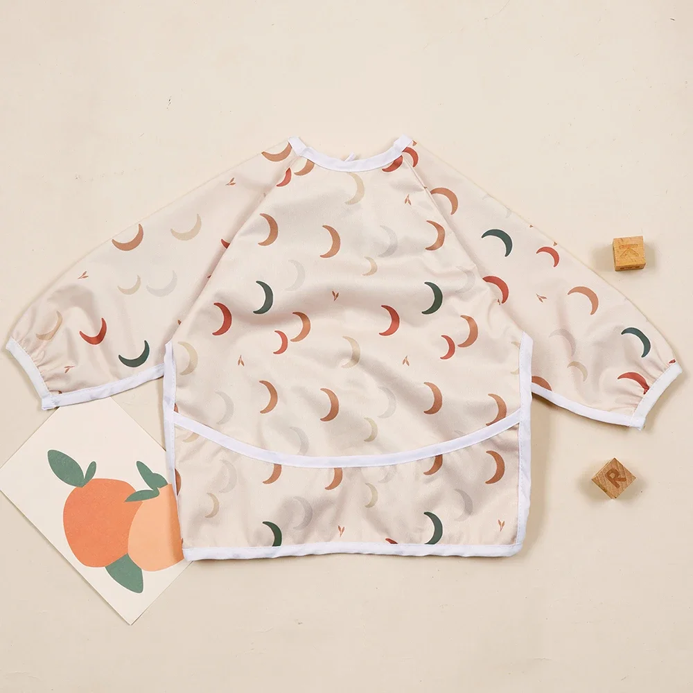 

HappyFlute New Nature Pattern 1Piece Pocket Waterproof Printing Baby Feeding Bibs With Long Sleeve Children Bib Burp Clothes