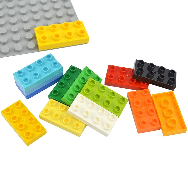 Big Size Building Block Duplos 2x4 Dots Thin Brick Educational Large Particles House Toys Assemble Parts Compatible Brand Kid