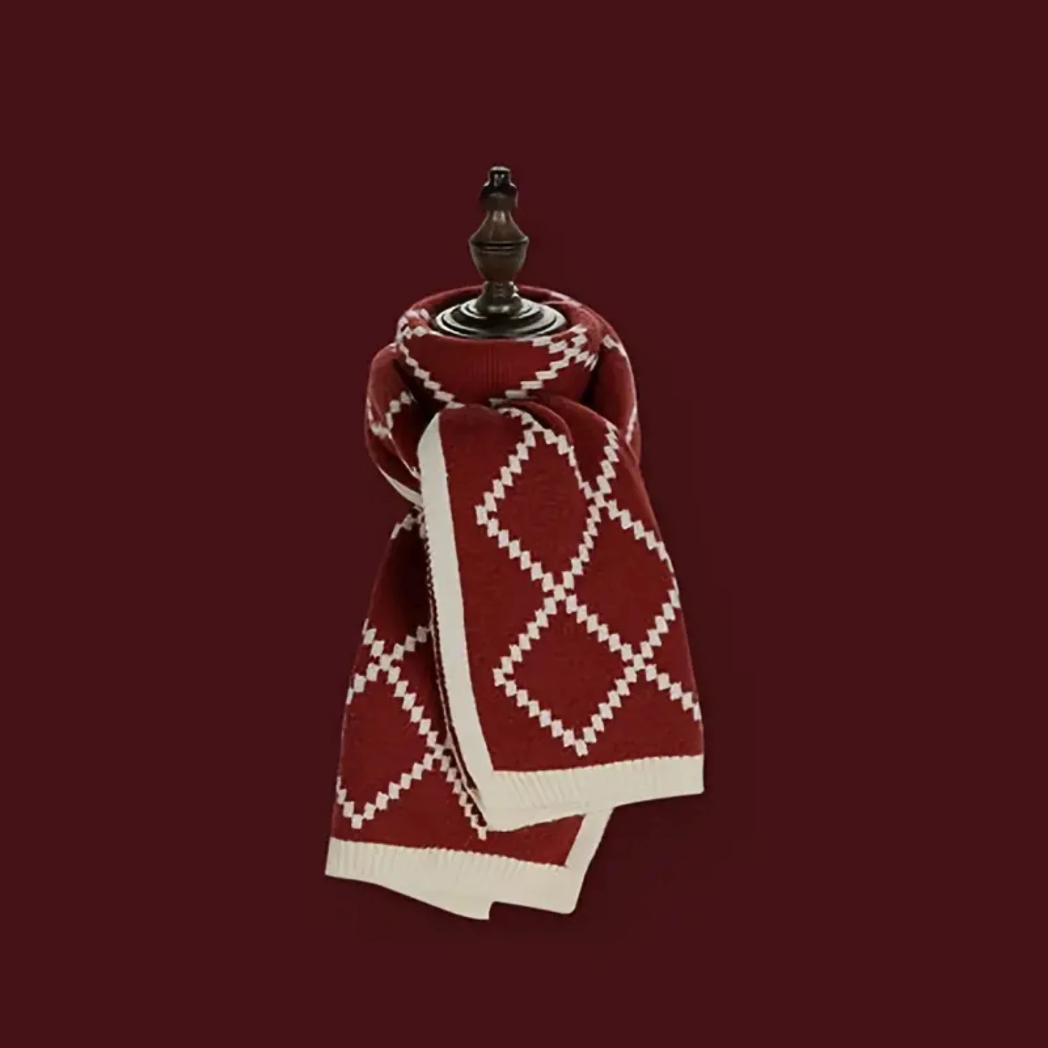 Winter Triangle Double-sided Red Scarf for Women - Christmas New Year Style Long Scarves with Warmth