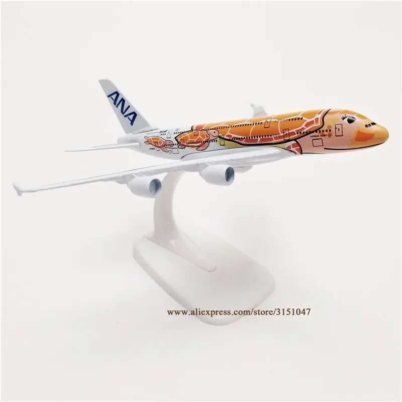 Modèle d'avion moulé sous pression Orange en alliage métallique, 16cm, Air Japan ANA, tortue de mer, A380