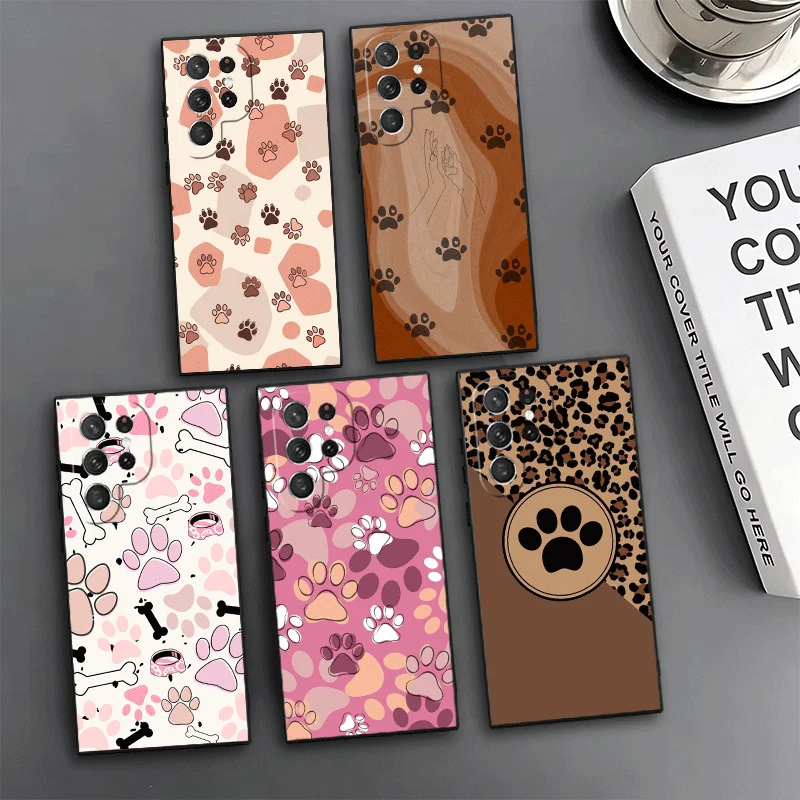 Dog Footprint Paw Cute Pattern Phone Case For Samsung Galaxy S24 S25 S26 Ultra S23 Plus S22 S21 FE S20 + Edge Pattern Customized