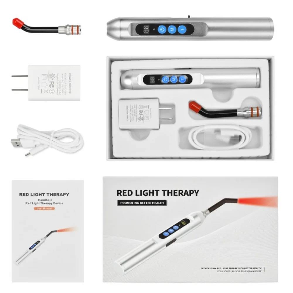 Red Light Therapy Torch for Cold Sore Treatment Infrared LED Wand with Targeted Tip for Fast Relief, Healing, Rechargeable