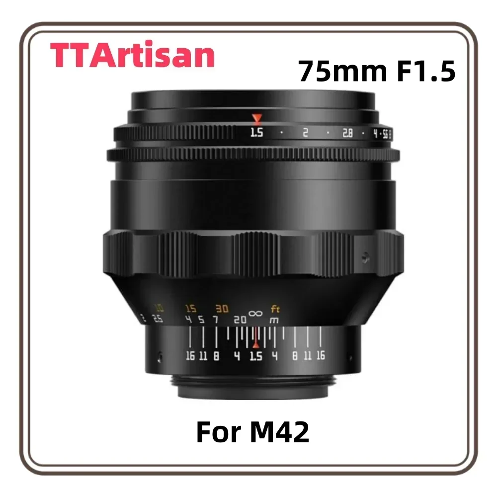 TTArtisan 75mm F1.5 Swirly Bokeh Full Frame Camera Lens Large Aperture Lens For M42 Mount Camera Lens