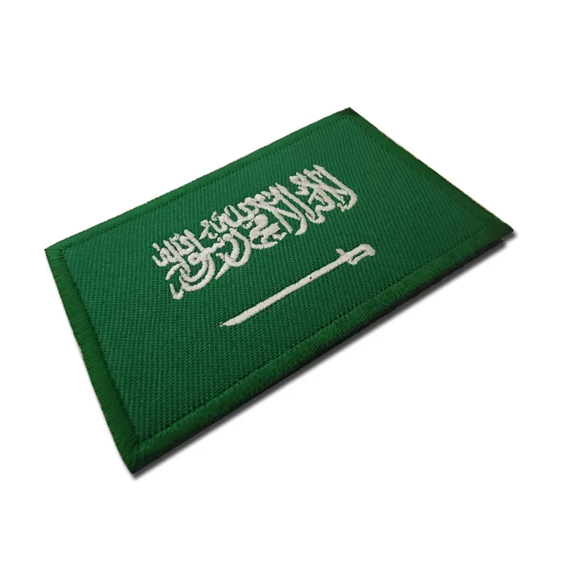 Saudi Arabian Flag Embroidery Patch Three-dimensional Lettering Hook&Loop Magic Sticker Badge Patches for Clothing Accessories