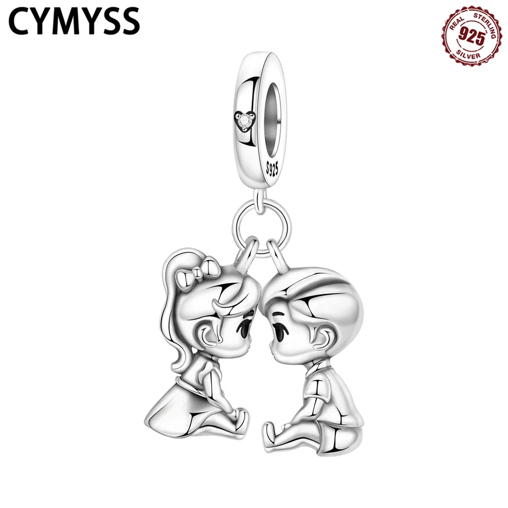 

CYMYSS 2025 New S925 Pure Silver Two Small Guessing Bead Pendant Exquisite Jewelry Birthday Gift for Women DIY Jewelry