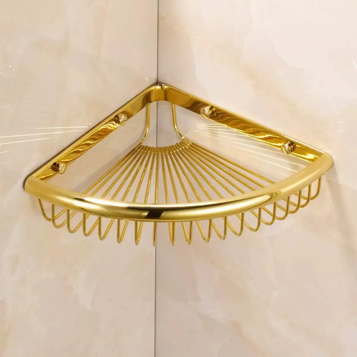 

New European Style Bathroom Tripod Bathroom Corner Basket Copper Corner Basket Black Storage Rack Bathroom Pendant