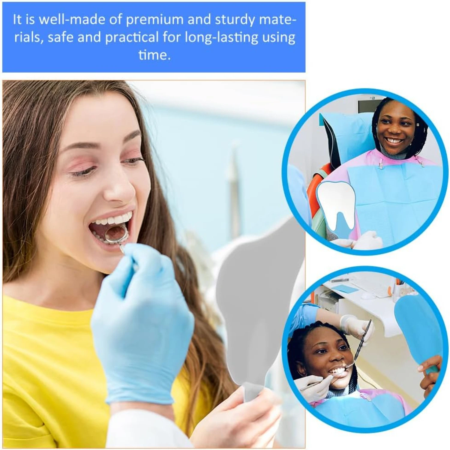 Make   Hand Held  Tooth Shaped  Dental  Tool Cosmetic Hand   Patient  Wide Viewing Angle Makeup  2Pcs Portable