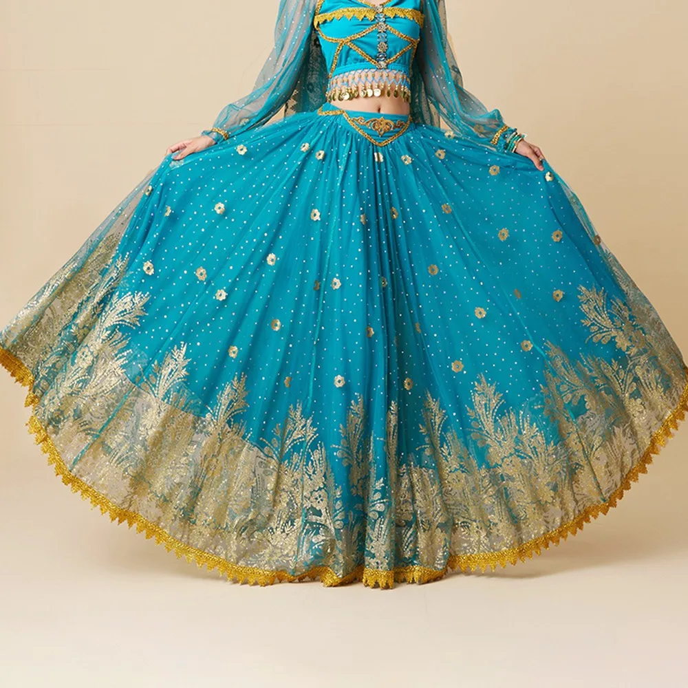 

Large Swing Skirt Belly Dance Costume Dress Bollywood Outfit Dancer Style Performance Suit Fantasy Rave Adult Size