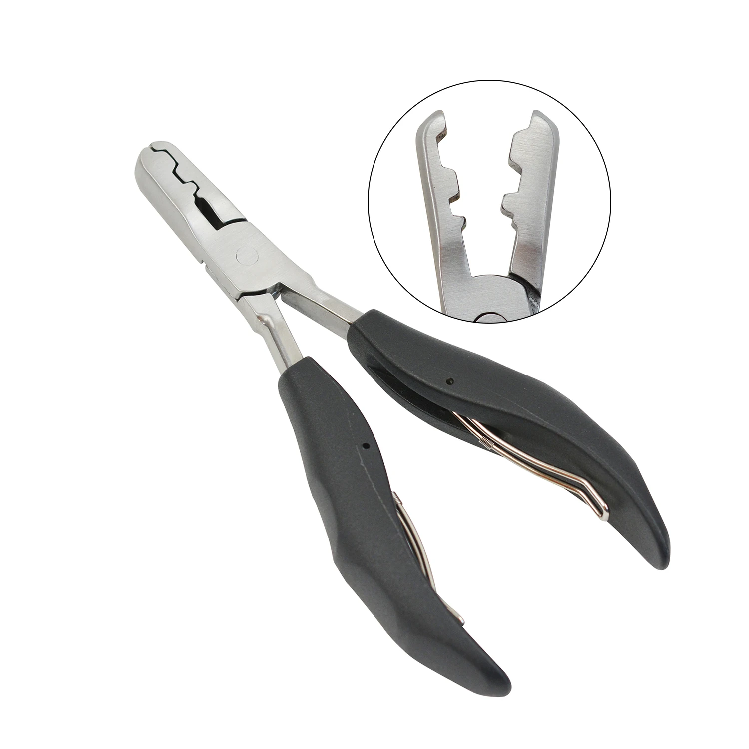 1 Piece Black Flat Shape Plier Stainless Steel Hair Pliers with 3mm and 5mm U shaped for Hair Extensions Tool