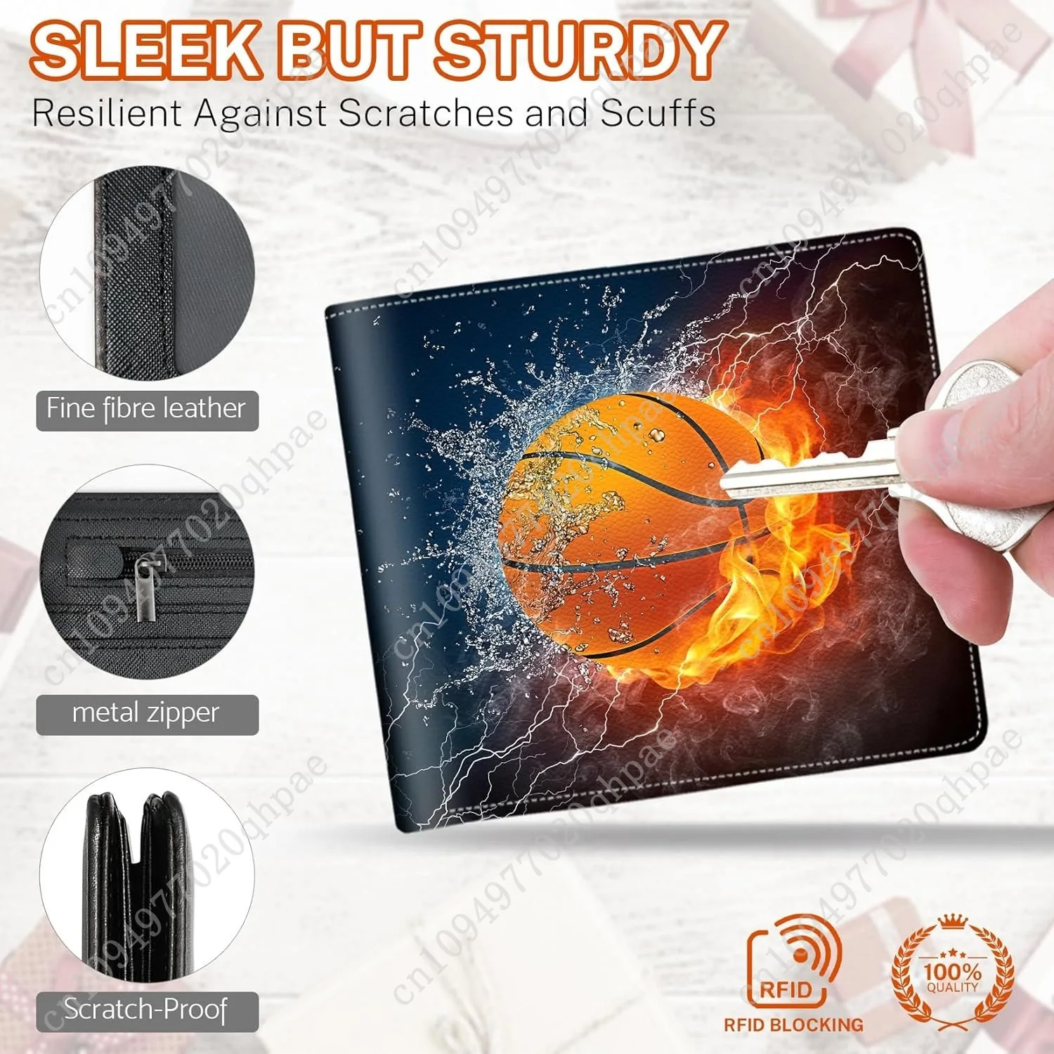 Boys Wallet for Kids, Teen Boy Basketball Wallets 9-12 8-10 8-12, Cool Novelty Leather Bifold Rfid Blocking Purse Coin Pocket Zi