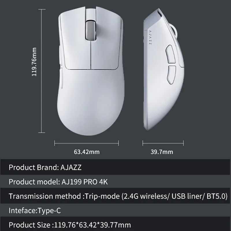 Imagem -04 - Ajazz-mouse Bluetooth Leve sem Fio Receptor 4k Interruptor Silencioso de Modos 26000dpi Escritório e Jogos Presente Ajazz 199