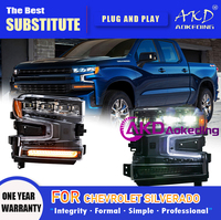 AKD Head Lamp for Chevrolet Silverado LED Headlight 2019-2023 Headlights DRL Turn Signal High Beam Angel Eye Projector Lens
